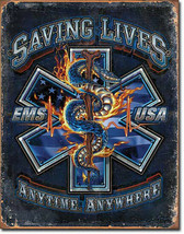 EMS Saving Lives Anytime Anywhere Paramedic Doctor Nurse USA Metal Sign - £19.66 GBP