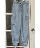 Aerie Chambray Jogger Womens XS Tapered Pants Elastic Waist Pull On Ligh... - $282.06 MXN