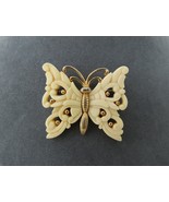 Rare Hattie Carnegie Butterfly Brooch Faux Ivory Gold Tone Open Work Vtg... - £172.49 GBP