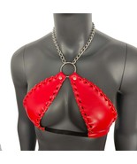 Gothic Red Vinyl Vampira Cross Top Bra with Chain - $48.00
