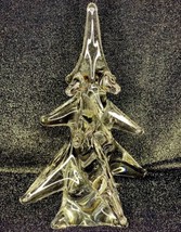 Vintage Solid Crystal Art Glass 8&#39;&#39; Christmas Tree Paperweight - £65.75 GBP