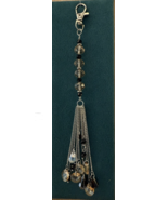 Handcrafted Purse Charm, Topaz/Black/Gray/Clear Rondelle beads w/silver ... - $12.38