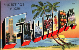 Greetings from Florida FL  Big Letters Vintage Linen  Postcard (C5) - £6.63 GBP