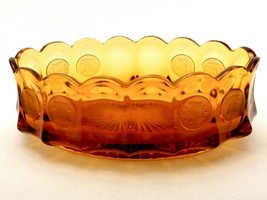 Fostoria Honey Amber Coin Glass Oval Serving Bowl, 9&quot; x 5&quot;, 16 Panels, S... - $24.45