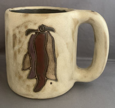 Mara Pottery Handcrafted Bird Feathers Purple Brown Coffee Mug Mexico - £6.12 GBP