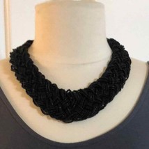Thick black beaded necklace - £14.47 GBP