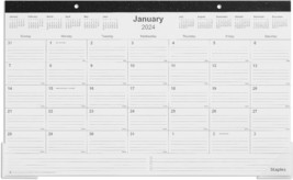 2024 Staples Desk Pad Calendar, Black 18&quot;X 11&quot;  (St17392-24) - £21.11 GBP