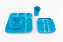 Your Zone ~ Six (6) Piece Set ~ Kids Dinnerware ~ Plastic ~ Blue - £11.95 GBP