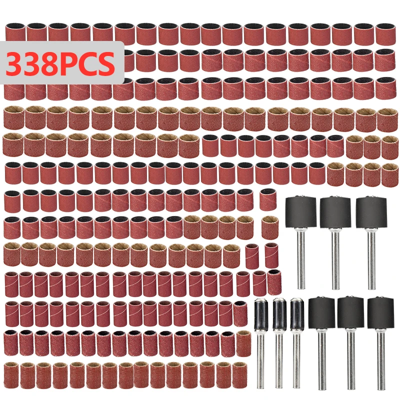 XCAN Sanding Drum Kit 338pcs #60 #120#320 Sanding  with 3/8 1/4 1/2 Mand... - $260.48