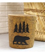 Wildlife Rustic Black Bear Roaming Pine Trees Forest Waste Basket Dry Tr... - £35.37 GBP