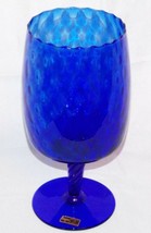 LT MId Century Contemporary Pedestal Compote Stem Vase Cobalt Blue Optic Glass - £42.70 GBP