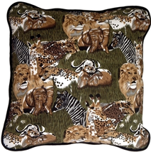 Safari Print Cotton Small Throw Pillow, Complete with Pillow Insert - £16.56 GBP