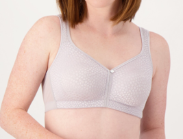 Breezies Wirefree Diamond Shimmer Unlined Support Bra- Pearl Grey,  36C - £17.45 GBP