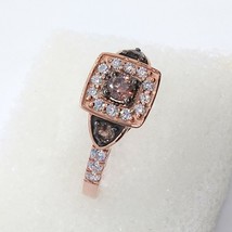 1.50ct Chocolate &amp; Simulated Diamond 14K Rose Honey Gold Plated Engagement Ring - £69.38 GBP