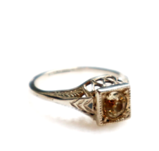Antique Art Deco Promise Ring Sterling Silve Paste Stone Solitaire Size 7 Engage - £95.25 GBP