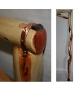 Spalted Willow Cane with Braced Handle, Inlaid Polished Stones, Handmade MN, USA - $202.46