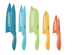 Cuisinart 10-Pc. Ceramic-Coated Printed Knife Set w/Blade Guards Seaside Colors - £25.25 GBP