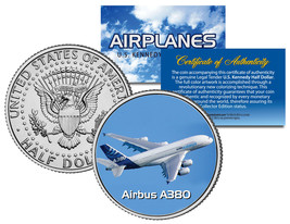 AIRBUS A380 * Airplane Series * JFK Kennedy Half Dollar Colorized US Coin - £6.72 GBP