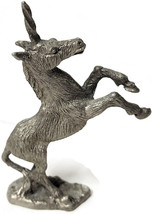 2.5&quot; Pewter Jumping Unicorn detailed very well Vtg. Unmarked - £7.90 GBP