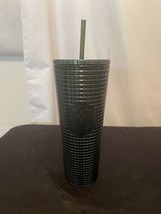 Starbucks 2021  Winter Holiday Dark Green Black Trim Grid 24oz Tumbler Cold Cup - $23.89