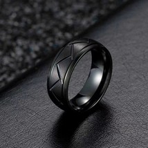 Black Plain Wedding Band Ring Jewelry Men Women Stainless Steel Size 6-13 - £8.62 GBP