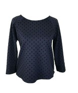 J Crew Womens Velvet-Dot Top Shirt Small Ponte Navy Blue Stretch Keyhole  - $376.14 MXN