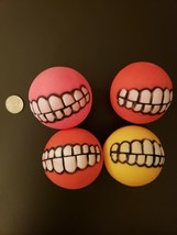 NEW 4 pack Dog Squeaky Sound Funny Teeth Ball Toy Silicon Ships From The US 3.9&quot; - £11.86 GBP