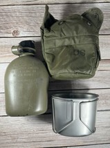 Vintage Military Water Canteen Canvas Pouch Metal Cup NBC Cap Alice Clips - $19.79