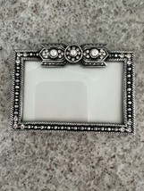 Vintage Silver Metal Jeweled Mini Photo Frame 3.25 X 2.25 - £16.08 GBP