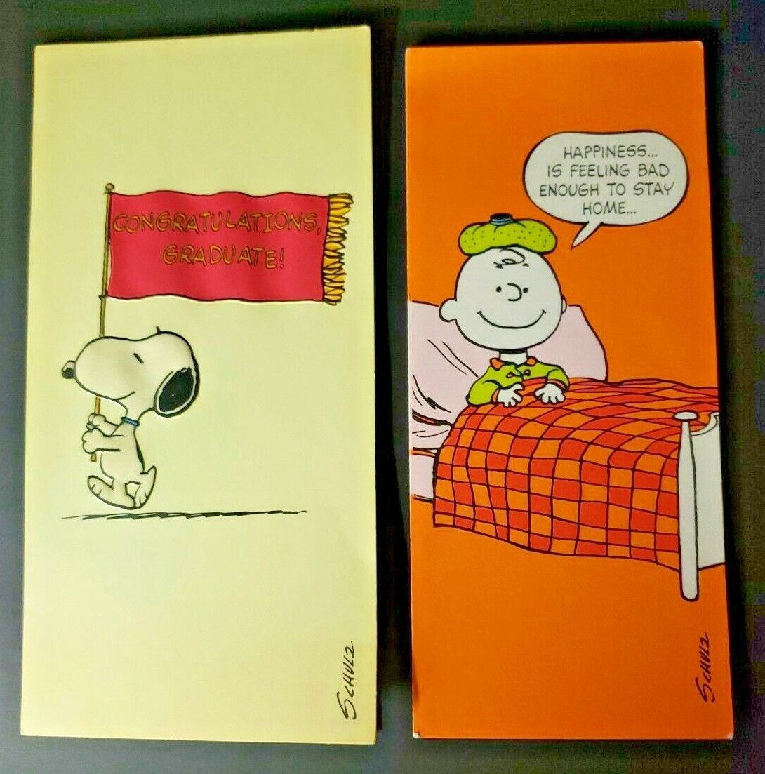 Primary image for VTG Hallmark Cards Peanuts Snoopy Congrats &Charlie Brown Get Well! PB7
