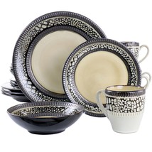 Elama Desert 16-Piece Dinnerware Set White Stoneware Plates Bowls Cups - €114,28 EUR