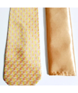 New KaiLong Mens Hand Made Silk NeckTie Gold / Yellow Solid silk handker... - £25.21 GBP