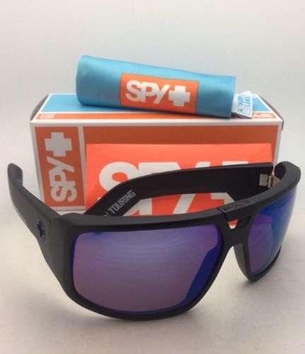 New SPY OPTIC Sunglasses TOURING Matte Black Frame w/ Happy Bronze+Blue Mirror - $124.95