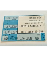 Crosby Stills Nash Rock Pop Metal Concert Ticket Stub 1974 Mile High Sta... - £62.26 GBP