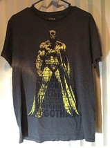 BATMAN SZ M Mens Gray 50/50 Cotton/Polyester Yellow Graphic word T-Shirt - $7.07