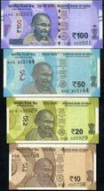 India, Set Di 4 Banconote 100,50,20,10 Rupie, Ultima Emissione Banconota... - $10.55