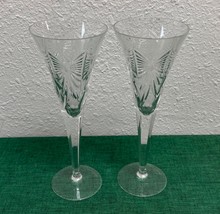 Pair of Waterford Crystal MILLENNIUM HAPPINESS Artist Signed Champagne F... - £94.16 GBP