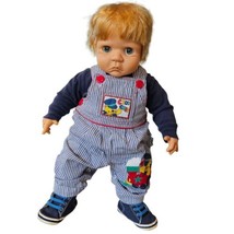 Vtg 80s Baby Boy Doll Strawberry Blonde Red Pouty Face 20&quot; Sleepy Blue Eyes - $72.38