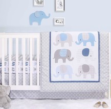 Elephant Crib Bedding Set Baby Boys 3-Piece Nursery Comforter Fitted She... - $72.30