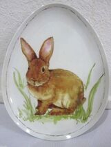 WELL DRESSED HOME EASTER BUNNY RABBIT MELAMINE SALAD EGG SHAPE PLATES S/4 - $34.64