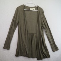 Cynthia Rowley Sweater Womens Medium Green Linen Cardigan Open Front Long Sleeve - £16.28 GBP