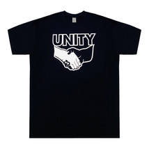 Vintage 80s 90s Unity T-Shirt Streetwear End Racism Graphic Black White - £9.58 GBP+
