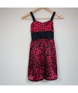 Red Black Girls’ Satin Dress Circle Pattern 6-7 Sundress Bow Party SUmmer - £13.20 GBP