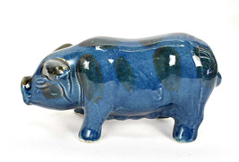 Vintage Chinese Porcelain Animal Figure of a Pig with Blue Monochrome Glaze - £97.56 GBP
