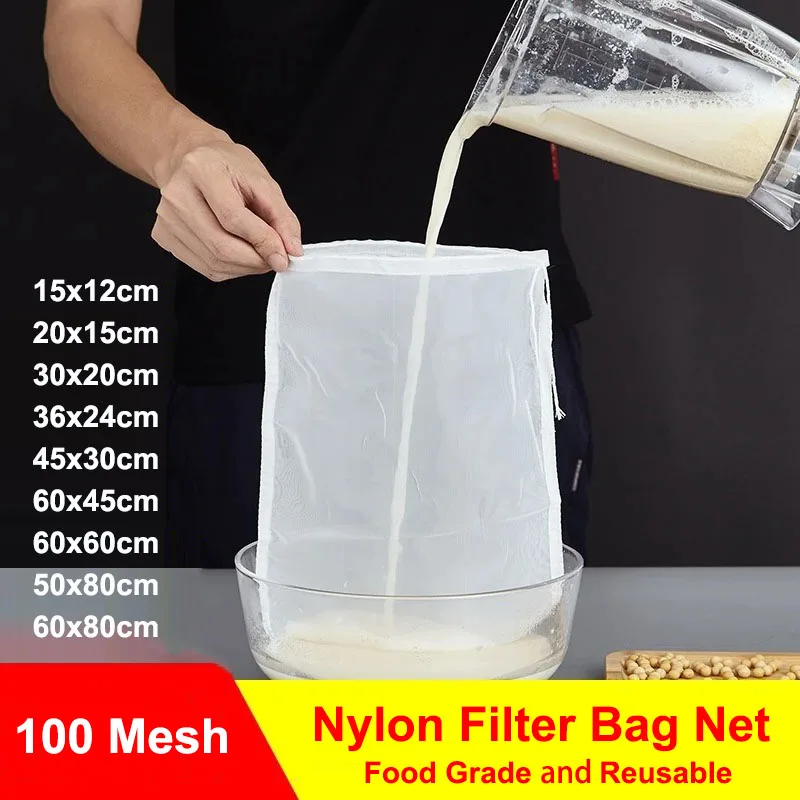 House Home 100 Mesh Soy Milk Wine Filter Bag Nut Milk Bag Tea Coffee A Yogurt Fi - £19.98 GBP