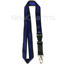 2 LANYARDS w/ Detachable Key Chain Thin Blue Line Police Officer Law Enf... - £5.22 GBP