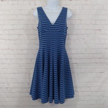 Peter Som Design Nation Dress Womens 4 Blue Striped Sleeveless V Neck Circle - £19.51 GBP