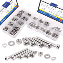 560Pcs M2 M3 Pan Head Stainless Steel Screws Bolts Nuts Lock And Flat Washers - £15.01 GBP