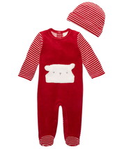 First Impressions Infant Boys Footed Hat &amp; Coverall Set 2 Piece Set,Cherry,6-9M - £23.02 GBP