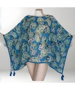 New Chico&#39;s S M Coastal Treasures Seashells Tassel Ribbon Hem Poncho Top... - £21.55 GBP